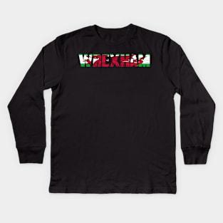 WREXHAM WELSH FLAG Kids Long Sleeve T-Shirt